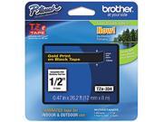 Brother TZE334 TZe Standard Adhesive Laminated Labeling Tape 1 2w Gold on Black