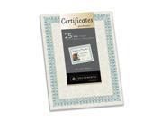Parchment Certificates Ivory w Grn Blue Border 24 lbs. 8 1 2 x 11 25 Pack