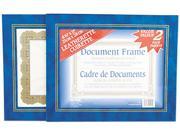 Nu Dell 21201 Leatherette Document Frame 8 1 2 x 11 Blue Pack of Two