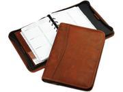 Day Timer 80844 Aviator Cowhide Leather Zippered Organizer Starter Set 5 1 2 x 8 1 2 Dark Tan