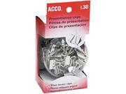 Acco 71138 Presentation Clips Steel Nickel Assorted Size Clips Silver 30 Box