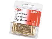 Acco 72533 Paper Clips Wire No. 2 1 1 8 Gold Tone 100 Box