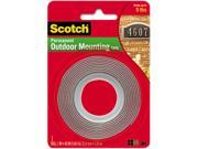 Scotch 4011 Exterior Weather Resistant Double Sided Tape 1 x 60 Gray w Red Liner