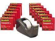 Scotch 600K C60 C60 Desktop Dispenser 12 Rolls Transparent Glossy Tape 1 core Black