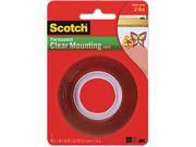 Scotch 4010 Double Sided Mounting Tape Industrial Strength 1 x 60 Clear Red Liner