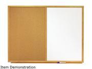 Quartet S553 Combo Bulletin Board Dry Erase Melamine Cork 36 x 24 White Oak Frame