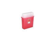 Medline MDS705203H Sharps Container for Patient Room Plastic 3 Gallon Rectangular Red