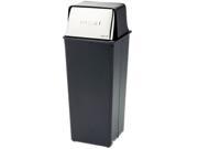 Safco 9893 Reflections Fire Safe Push Top Receptacle Square Steel 21 gal Black Chrome