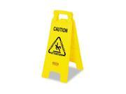 Rubbermaid Multilingual Caution Floor Sign Plastic 11 x 1 1 2 x 25 Bright Yellow