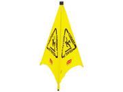 Rubbermaid Commercial 9S0100YL Three Sided Caution Wet Floor Safety Cone 21w x 21d x 30h Yellow