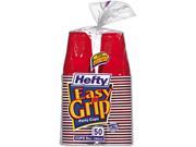Hefty C20950 Easy Grip Disposable Plastic Party Cups 9 oz Red 50 Pack
