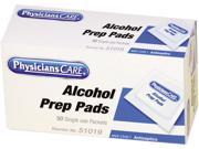 PhysiciansCare 51019 Alcohol Pads 50 Pads Box