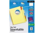Avery 11109 WorkSaver Big Tab Reinforced Dividers Multicolor Tabs 5 Tab Letter Buff