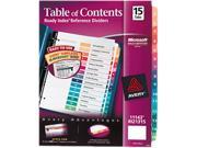 Avery 11143 Ready Index Contemporary Table of Contents Divider 1 15 Multi Letter