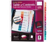 Avery 11163 Extra Wide Ready Index Dividers 8 Tab 9 1 2 x 11 Assorted 8 Set