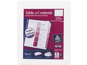 Avery 11167 Ready Index Table Contents Dividers 5 Tab Letter Assorted 24 Sets Box