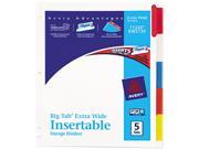 Avery 11220 WorkSaver Big Tab Extrawide Dividers w Five Multicolor Tabs 9 x 11 White