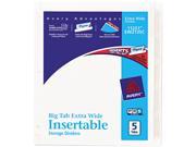Avery WorkSaver Big Tab Extrawide Dividers Clear Tabs 5 Tab 9 x 11 White