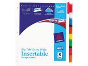 Avery WorkSaver Big Tab Extrawide Dividers w Eight Multicolor Tabs 9 x 11 White