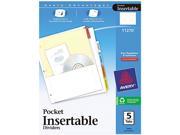 Avery 11270 WorkSaver Pocket Dividers w Five Insertable Multicolor Tabs 5 Set