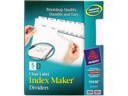 Avery 11436 Index Maker Clear Label Dividers 5 Tab Letter White 5 Sets Pack