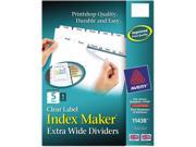 Avery 11438 Index Maker Clear Label Dividers 5 Tab 11 1 4 x 9 1 4 White