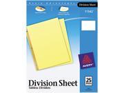 Avery 11542 Untabbed Sheet Dividers Letter Buff 25 Pack
