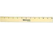 Westcott 05221 Flat Wood Ruler w Two Double Brass Edges 12 Clear Lacquer Finish