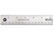 Westcott 10415 Stainless Steel Ruler w Cork Back and Hanging Hole 12 Silver