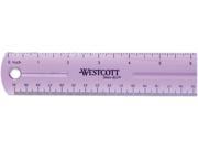 Westcott 12975 Jeweltone Plastic Ruler 12 Assorted Transparent Colors