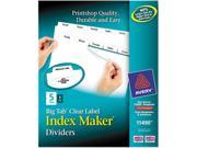 Avery Big Tab Index Maker Clear Label Dividers 5 Tab 1 Set White