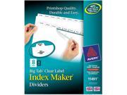 Avery Big Tab Index Maker Clear Label Dividers 8 Tab 1 Set White