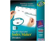 Avery 11492 Big Tab Index Maker Clear Label Dividers 5 Tab 5 Sets White