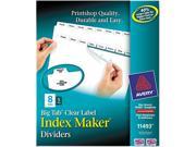 Avery 11493 Big Tab Index Maker Clear Label Dividers 8 Tab 5 Sets White