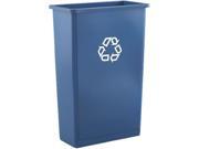 Rubbermaid Commercial RCP 3540 74 BLU Slim Jim Recycling Container Rectangular Plastic 23gal Blue