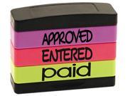 U.S. Stamp Sign 8802 Stack Stamp APPROVED ENTERED PAID 1 13 16 x 5 8 Assorted Fluorescent Ink