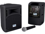 Oklahoma Sound PRA 8000 VA Portable Pro Audio System Black With Handheld Wl Mic