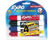 EXPO 81044 Low Odor Dry Erase Markers Chisel Tip Assorted 4 Set