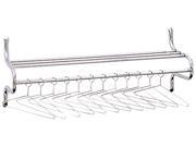 Safco 4164 Wall Shelf Rack 12 Non Removable Hangers Metal Chrome Plated