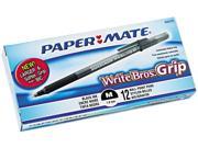 Paper Mate 8807987 Write Bros Grip Ballpoint Stick Pen Black Ink Medium Dozen