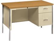 HON 34000 Series Right Pedestal Desk, 45-1/4w x 24d x 29-1/2h, Harvest/Putty