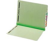 Globe Weis 44715 End Tab Folders Two Fasteners Two Inch Expansion Letter Green 25 Box