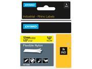 Dymo 18490 Rhino Flexible Nylon Industrial Label Tape Cassette 1 2 x 11 1 2ft Yellow