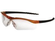 Crews DL210AF Dallas Wraparound Safety Glasses Orange Frame Clear AntiFog Lens