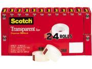 Scotch 600K24 Transparent Glossy Tape 3 4 x 1000 1 Core Clear 24 Pack