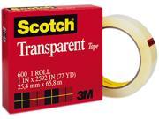 Scotch 60012592 Transparent Glossy Tape 1 x 72 yards 3 Core Clear