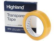 Highland 591012592 Transparent Tape 1 x 2592 3 Core Clear
