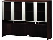 Mayline Napoli Series Assmbld Hutch with Glass Doors 72w x 15d x 50½h Mahogany