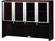 Mayline Napoli Series Assmbld Hutch with Glass Doors 63w x 15d x 50½h Mahogany