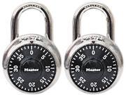 Master Lock 1500T Combination Lock Stainless Steel 1 7 8 Wide Black Dial 2 Pack